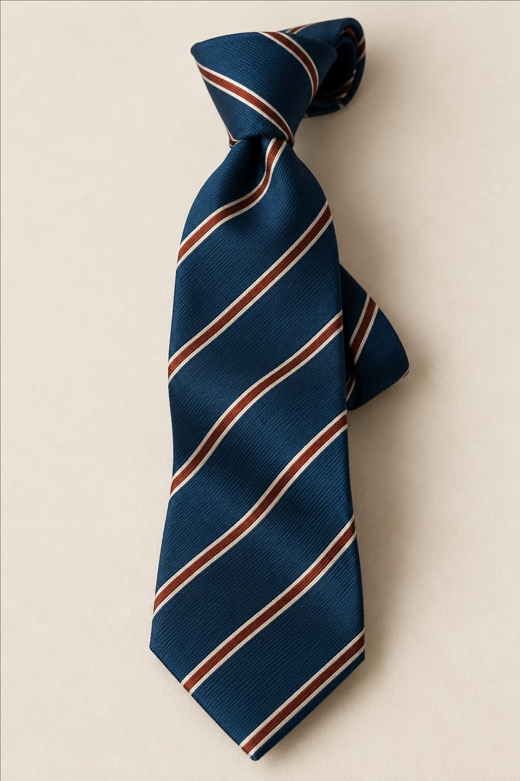 The Harbour Stripe Tie in Petrol blue — illustrated styling