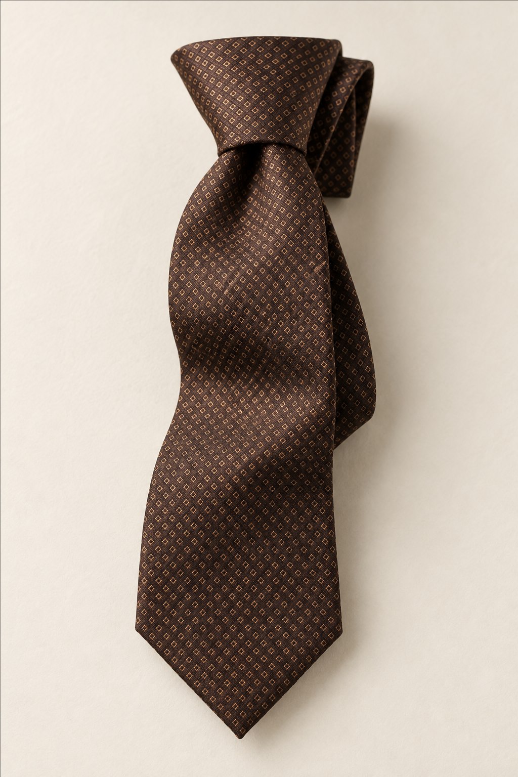 The Cocoa Geometry Tie in Cocoa brown — illustrated styling