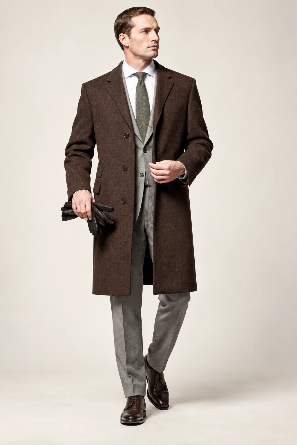 Men’s Tailored Overcoat / 12 in Chocolate — illustrated styling