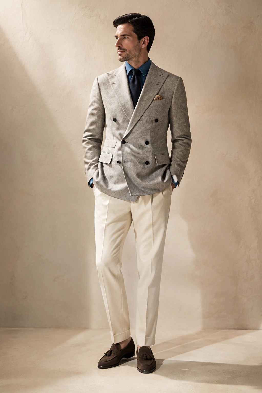 Men’s Sports Jacket / 01 in Light grey — illustrated styling