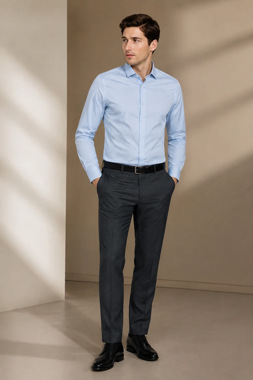 Men’s Tailored Shirt / 14 in Light blue — illustrated styling