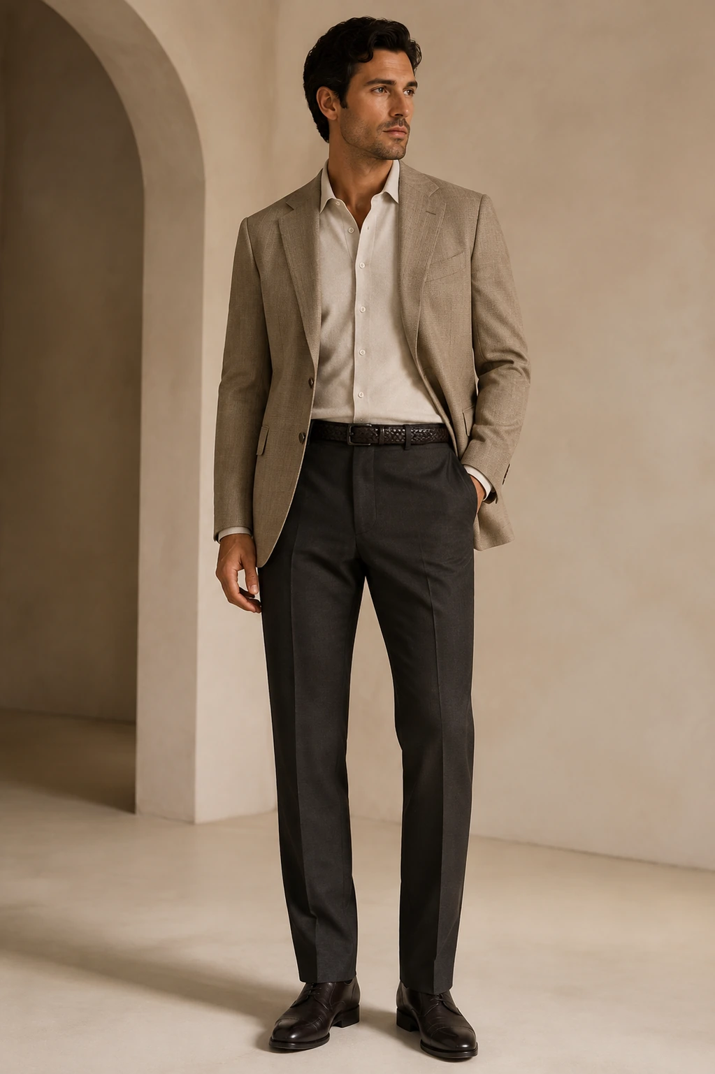 Men’s Tailored Trousers / 05 in Charcoal — illustrated styling