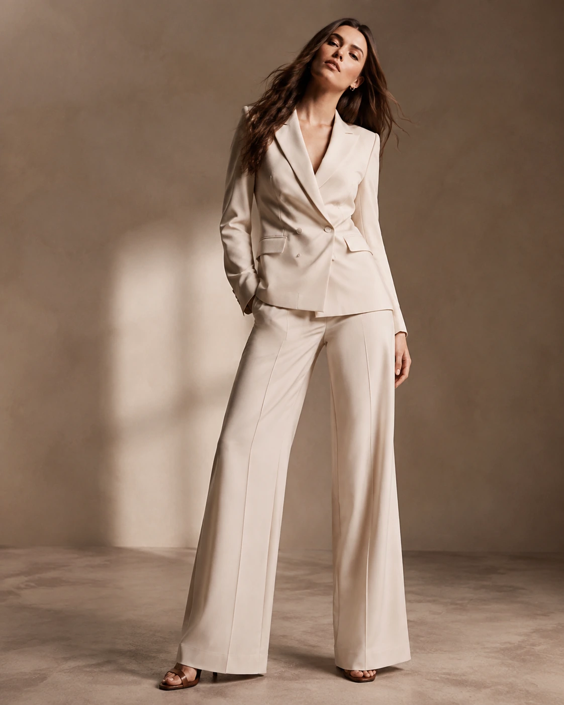 Women’s Tailored Trousers / 02 in Stone — illustrated styling