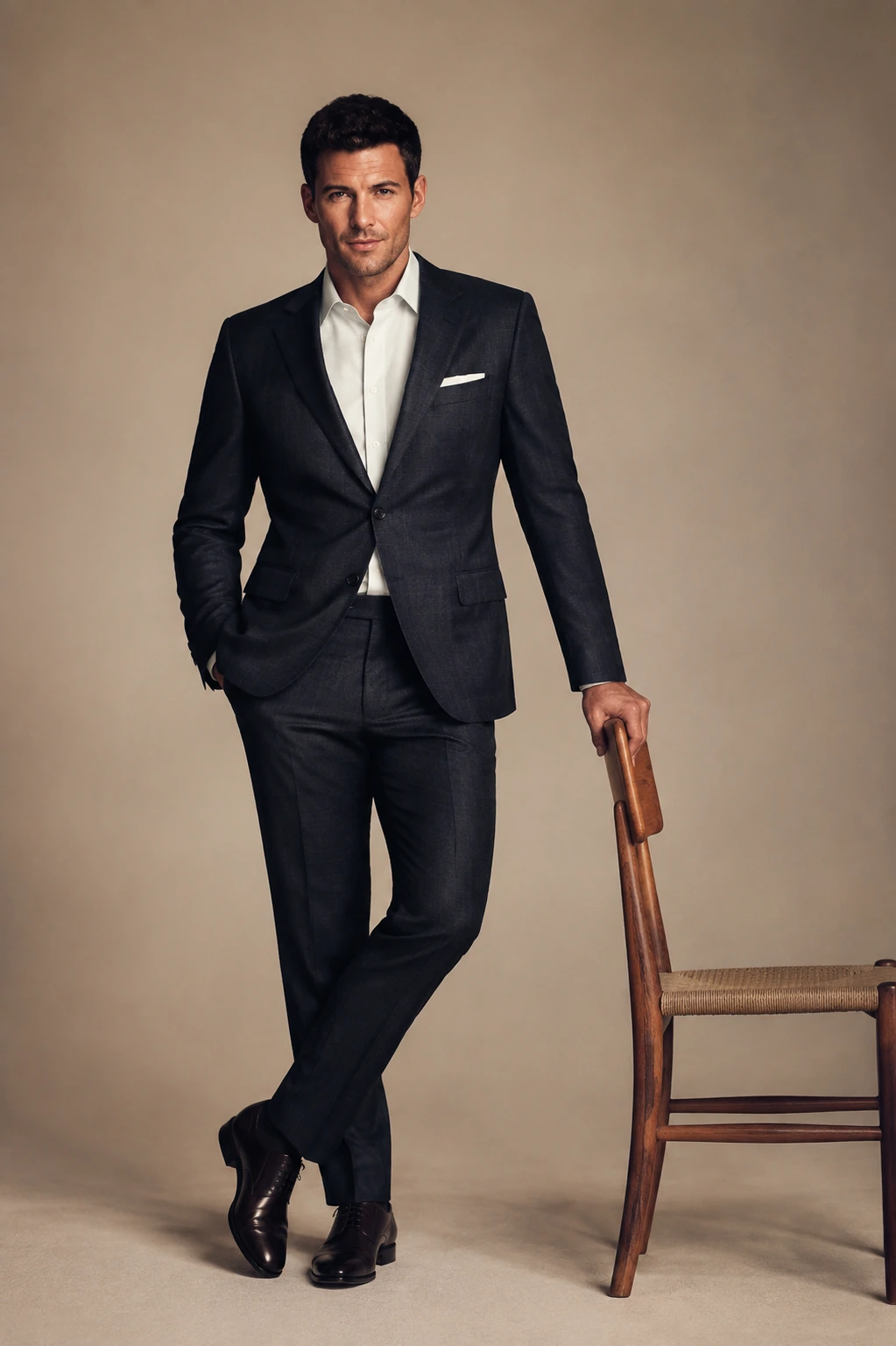 Men’s Tailored Suit / 03 in Midnight navy — illustrated styling