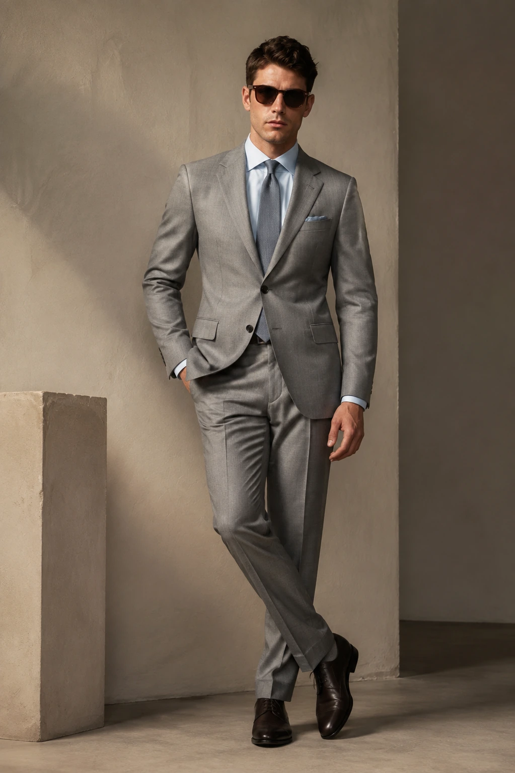 Men’s Tailored Suit / 09 in Light grey — illustrated styling