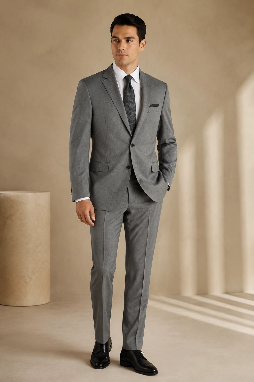 Men’s Tailored Suit / 12 in Silver grey — illustrated styling
