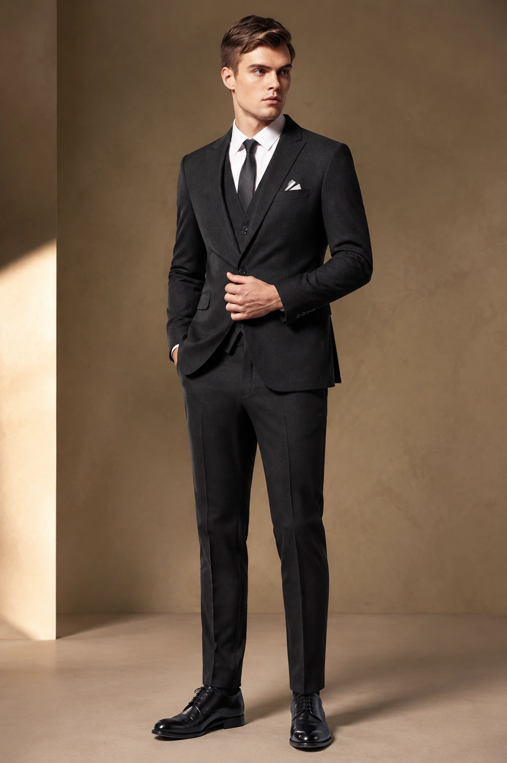 Men’s Tailored Suit / 17 in Black — illustrated styling
