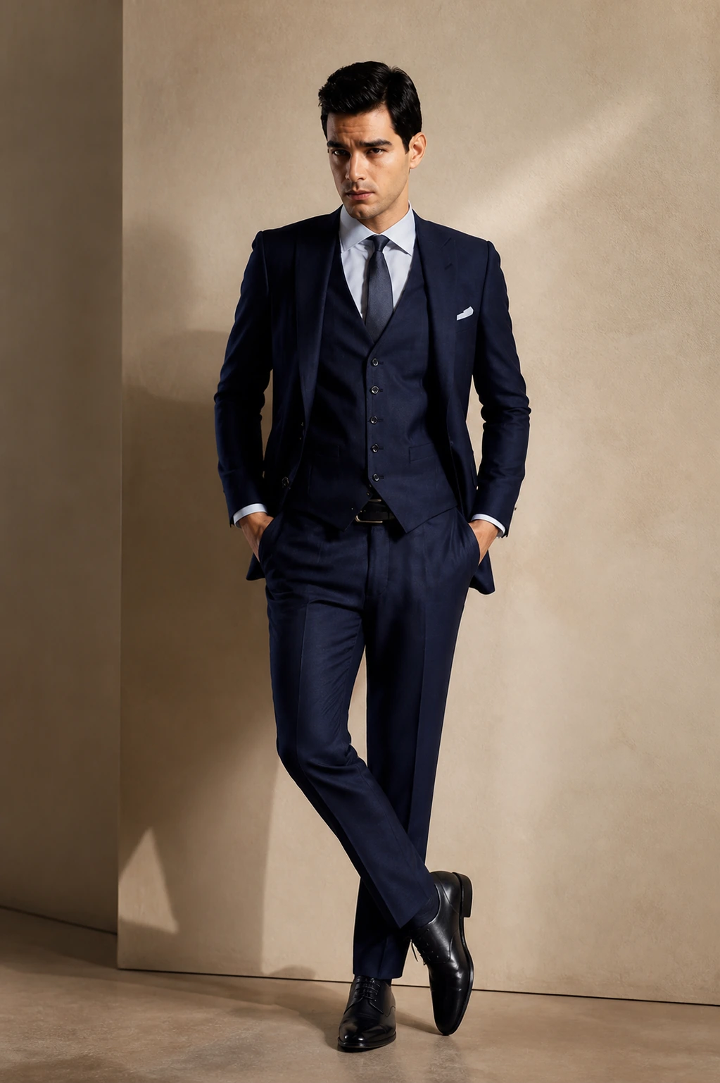 Men’s Tailored Suit / 20 in Royal navy — illustrated styling