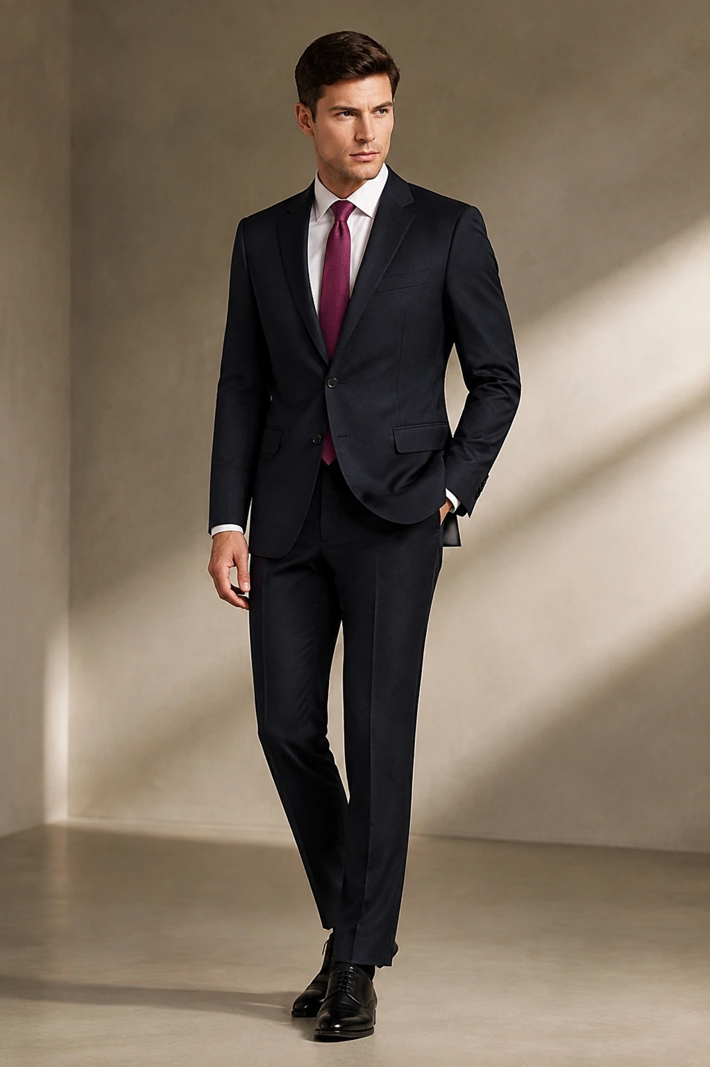 Men’s Tailored Suit / 21 in Navy — illustrated styling