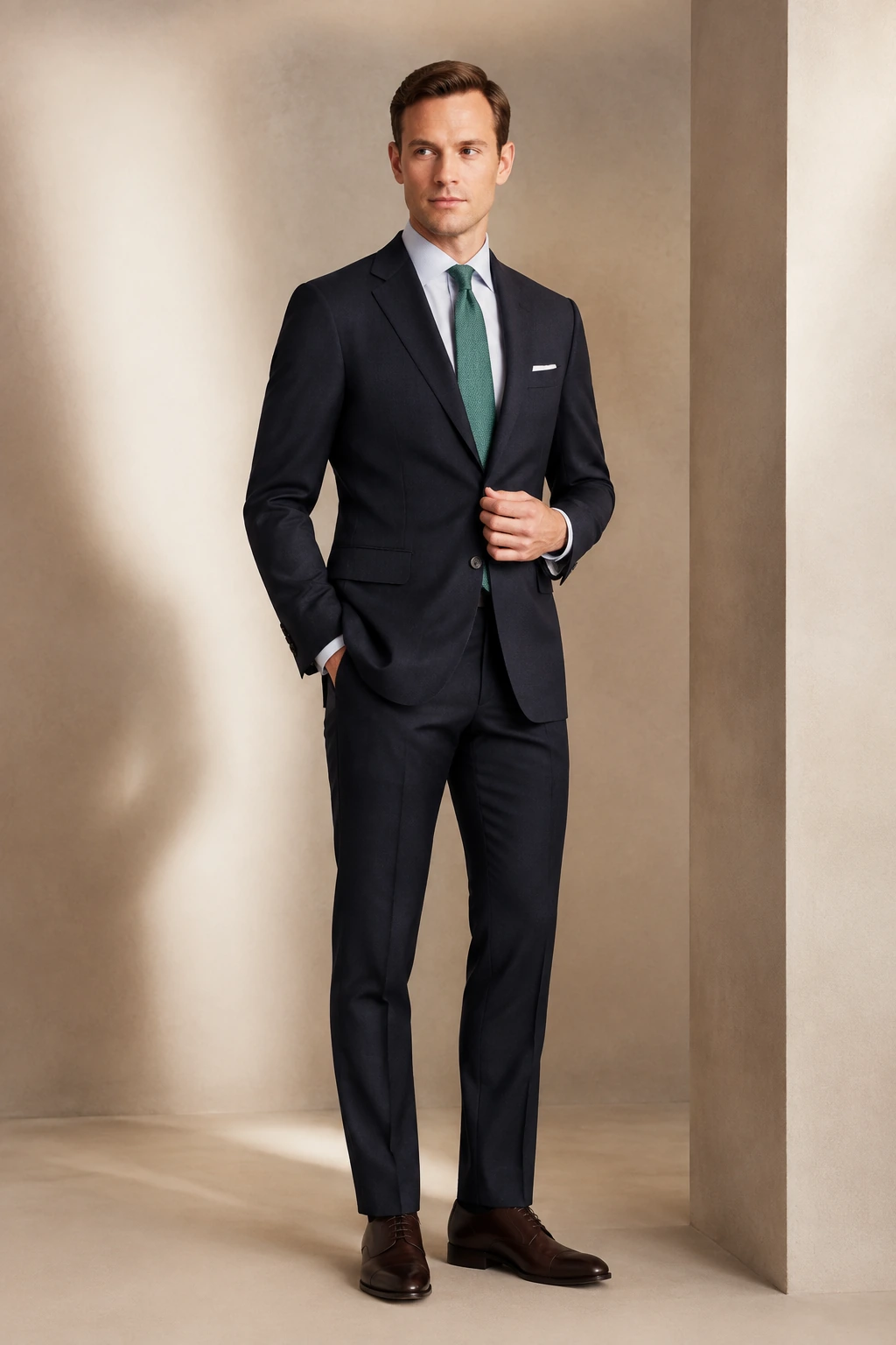 Men’s Tailored Suit / 22 in Navy — illustrated styling