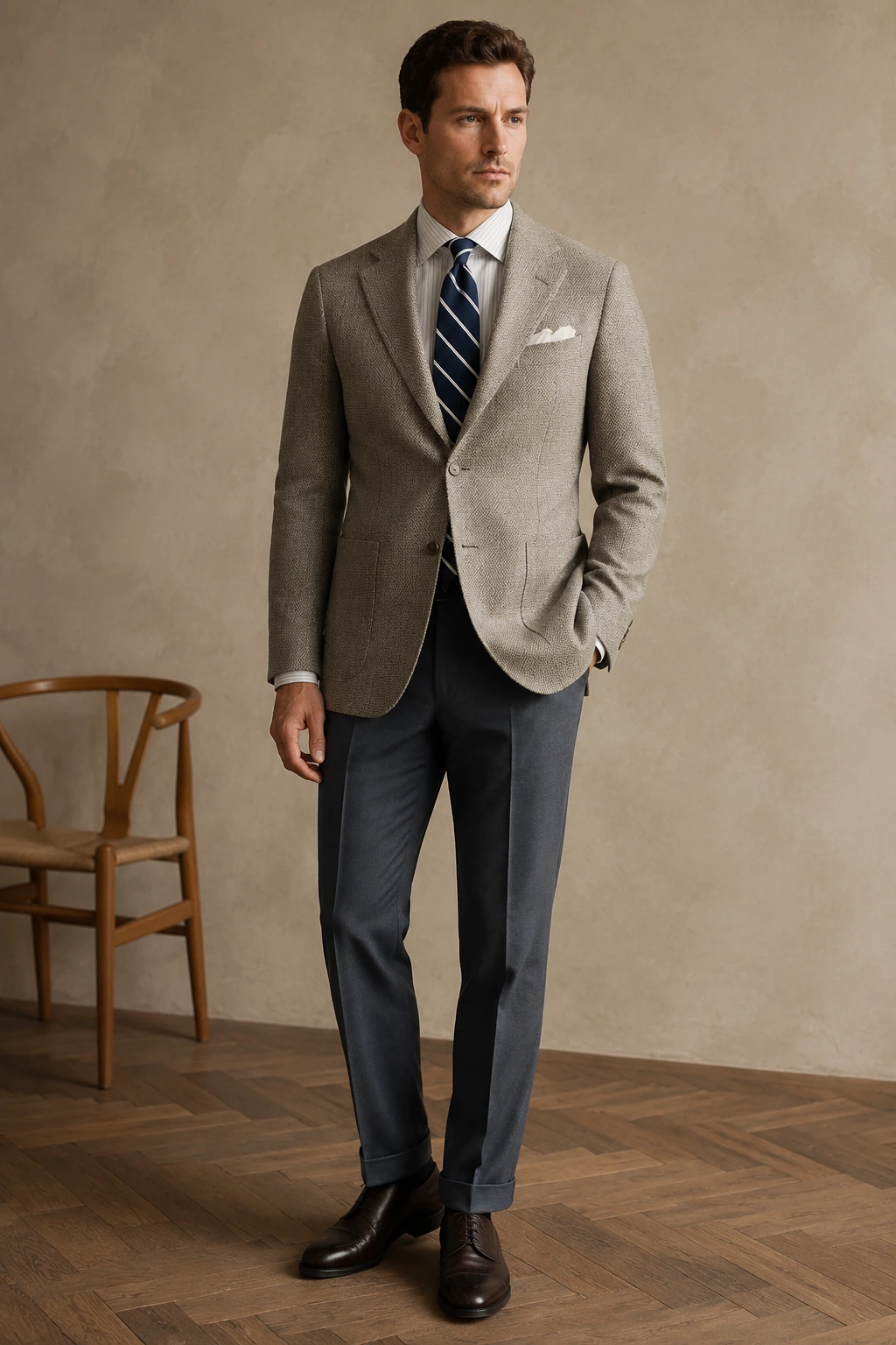Men’s Sports Jacket / 02 in Grey texture — illustrated styling