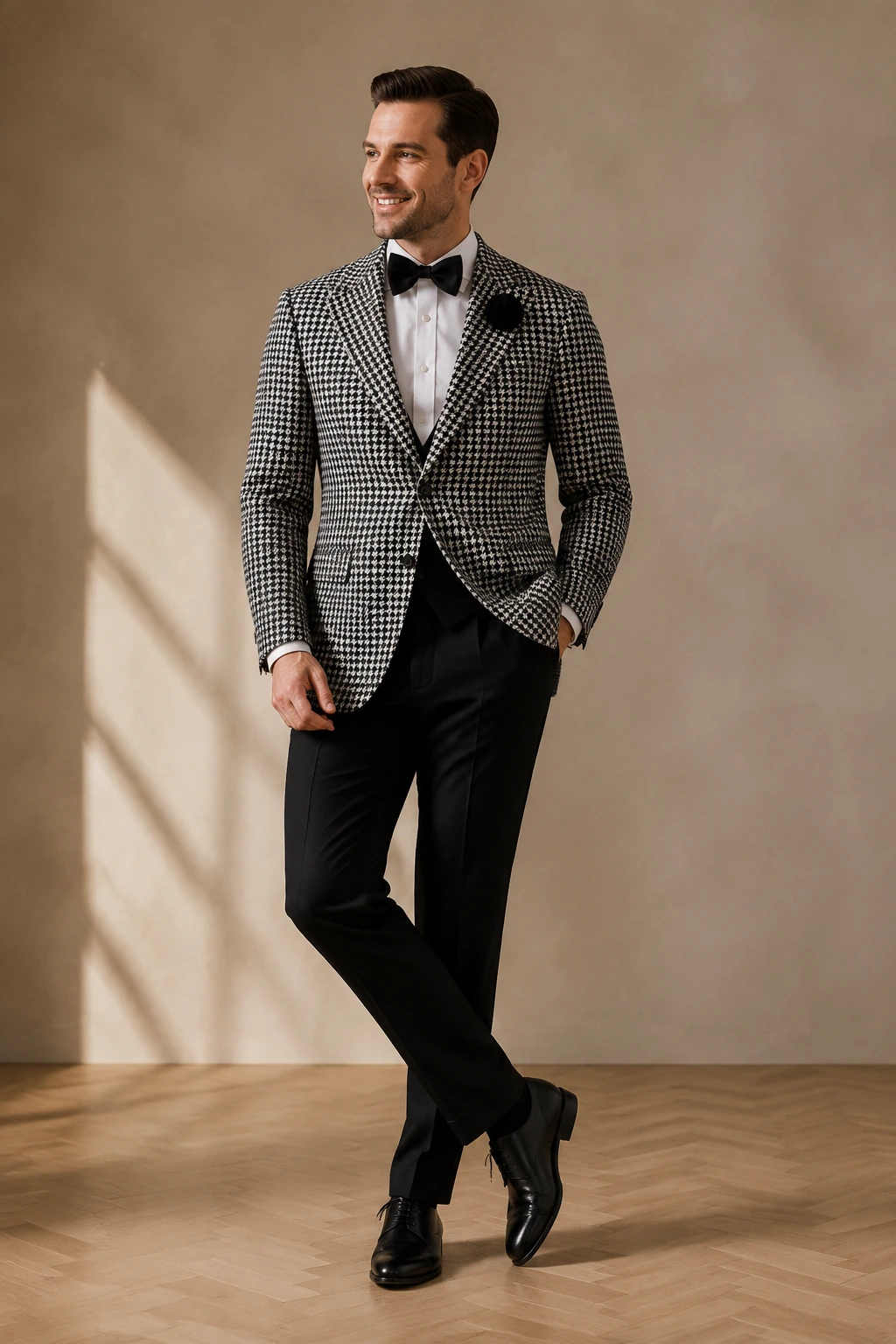 Men’s Sports Jacket / 06 in Black and white check — illustrated styling