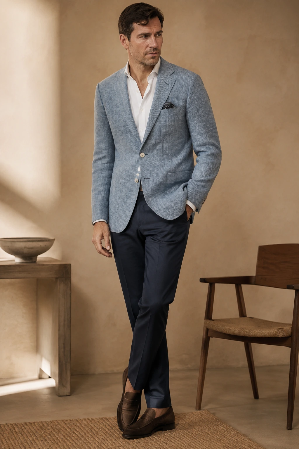 Men’s Sports Jacket / 08 in Soft blue — illustrated styling