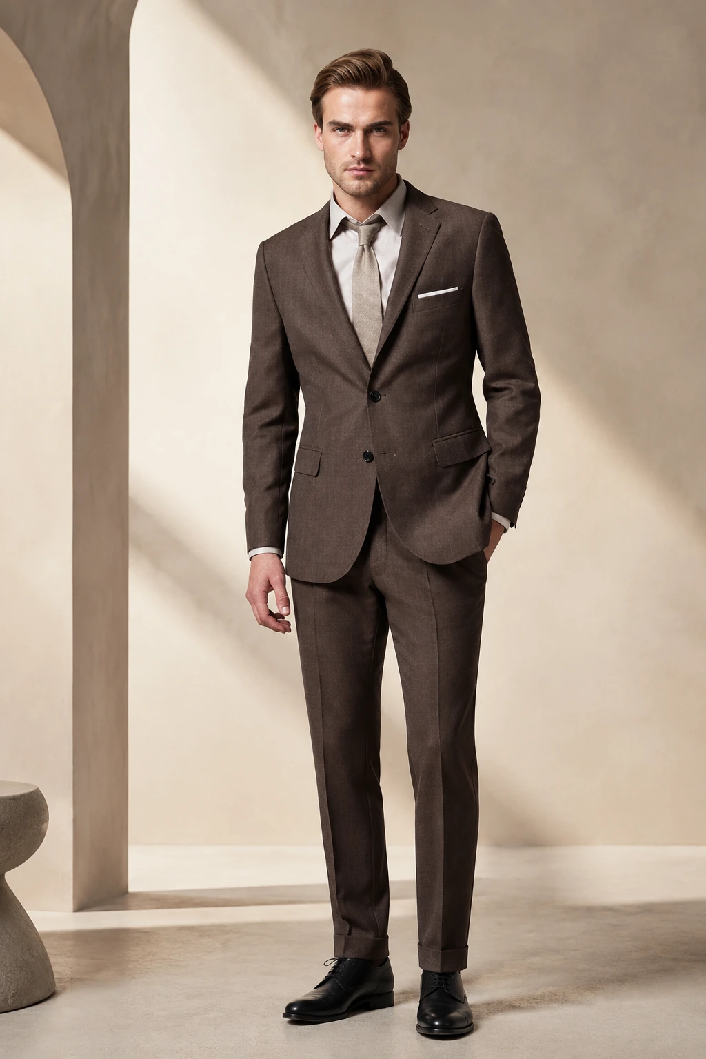 Men’s Sports Jacket / 09 in Brown texture — illustrated styling