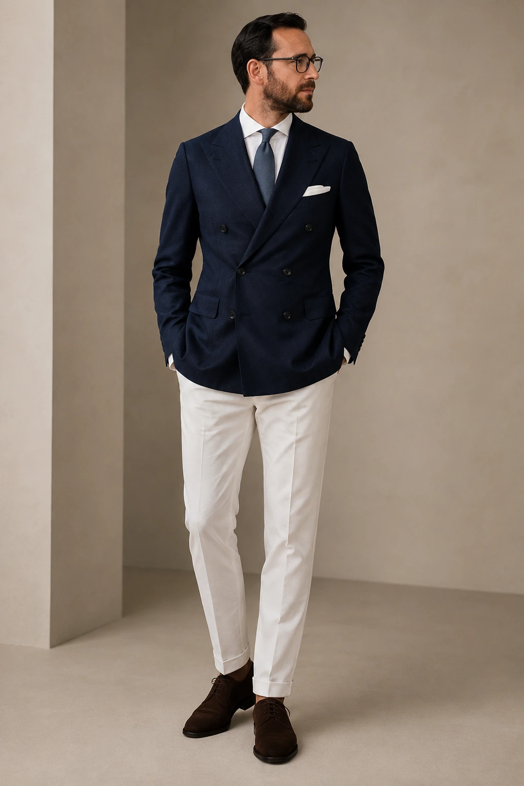 Men’s Sports Jacket / 13 in Navy — illustrated styling