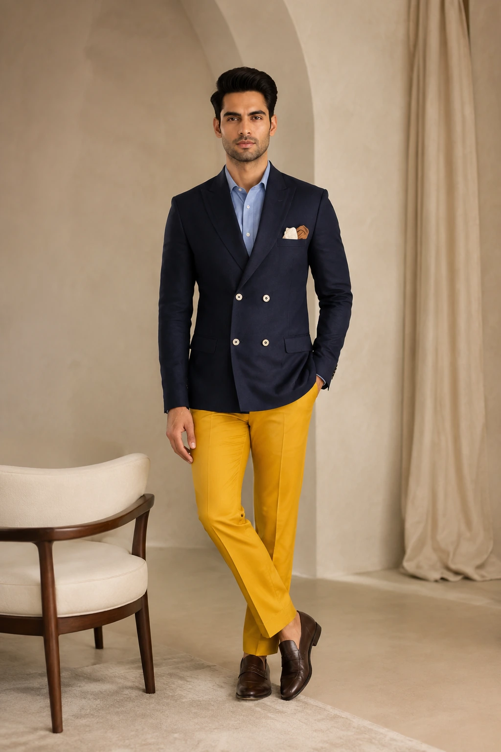 Men’s Sports Jacket / 14 in Navy — illustrated styling