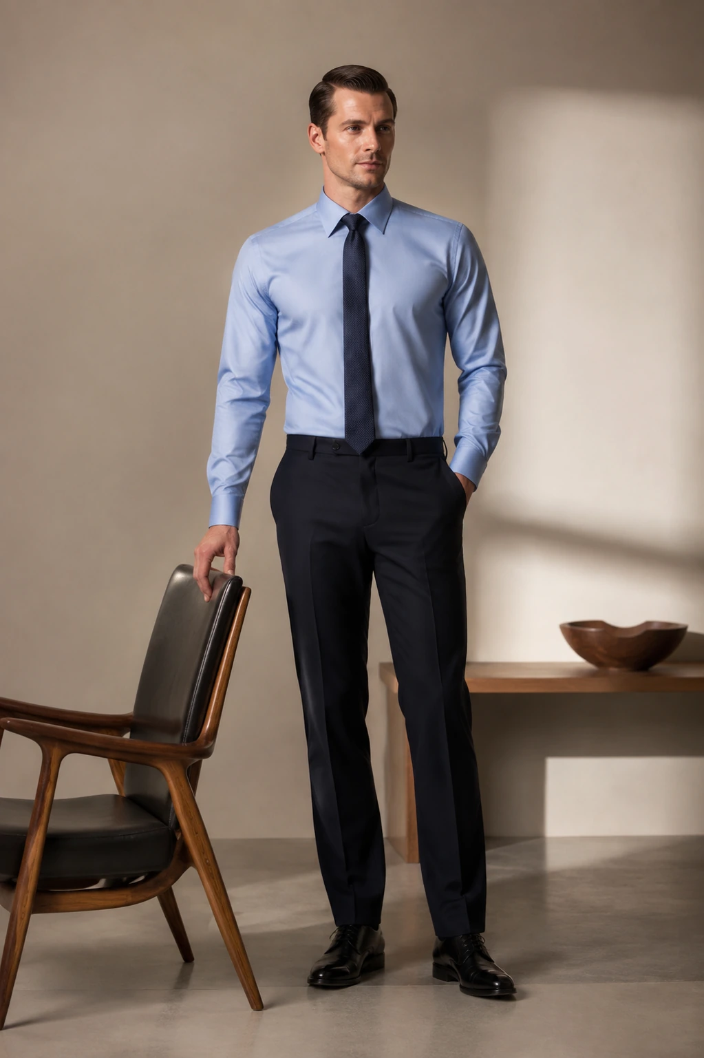 Men’s Tailored Shirt / 02 in Blue — illustrated styling