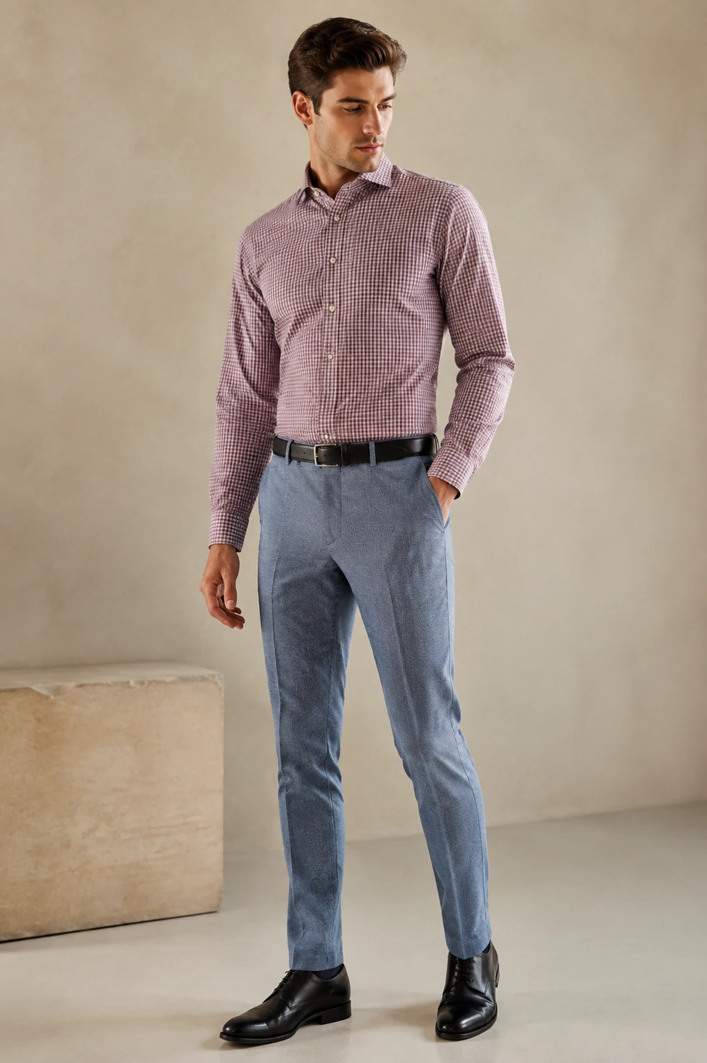 Men’s Tailored Trousers / 06 in Slate blue — illustrated styling