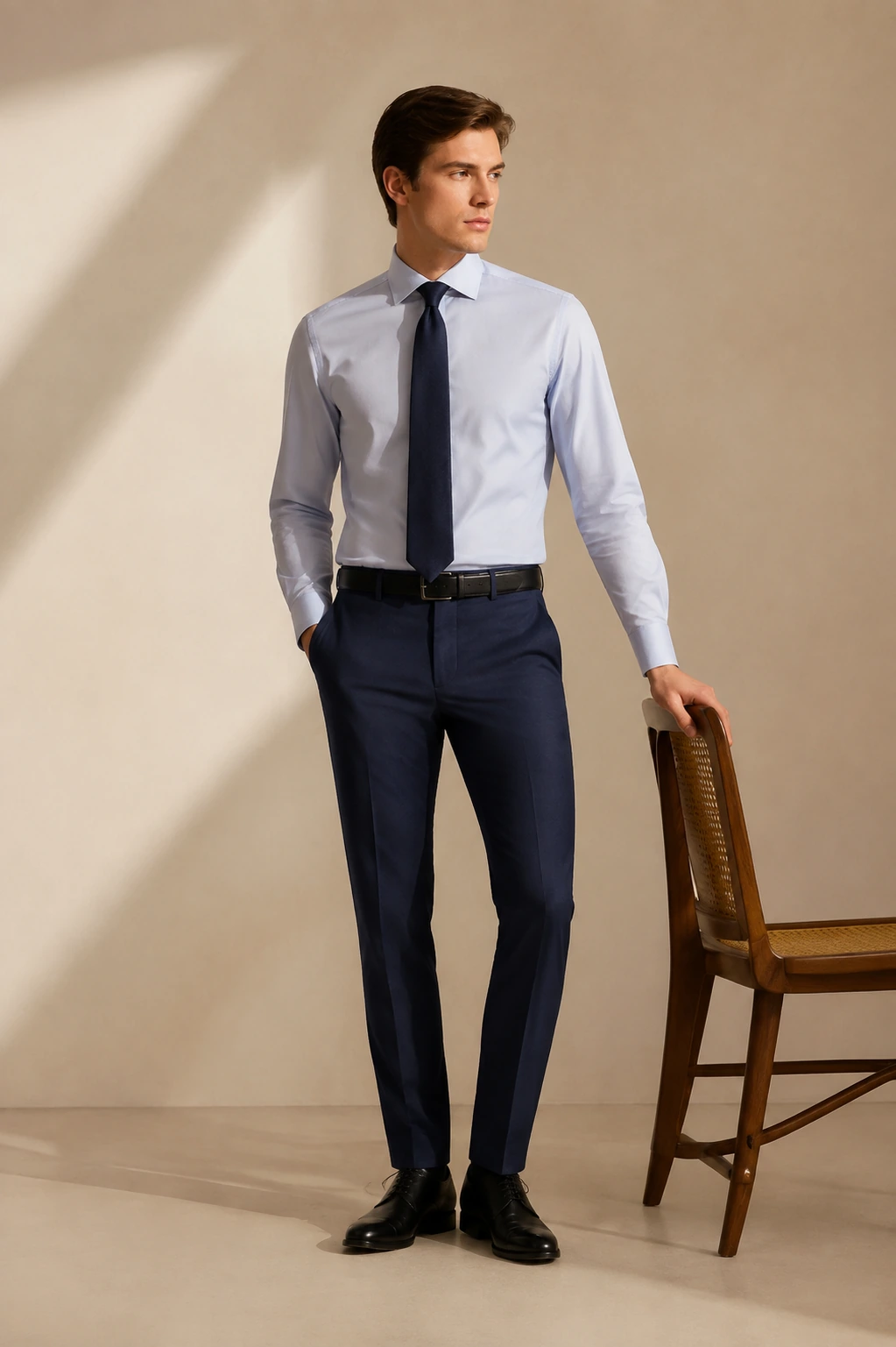 Men’s Tailored Trousers / 08 in Navy — illustrated styling