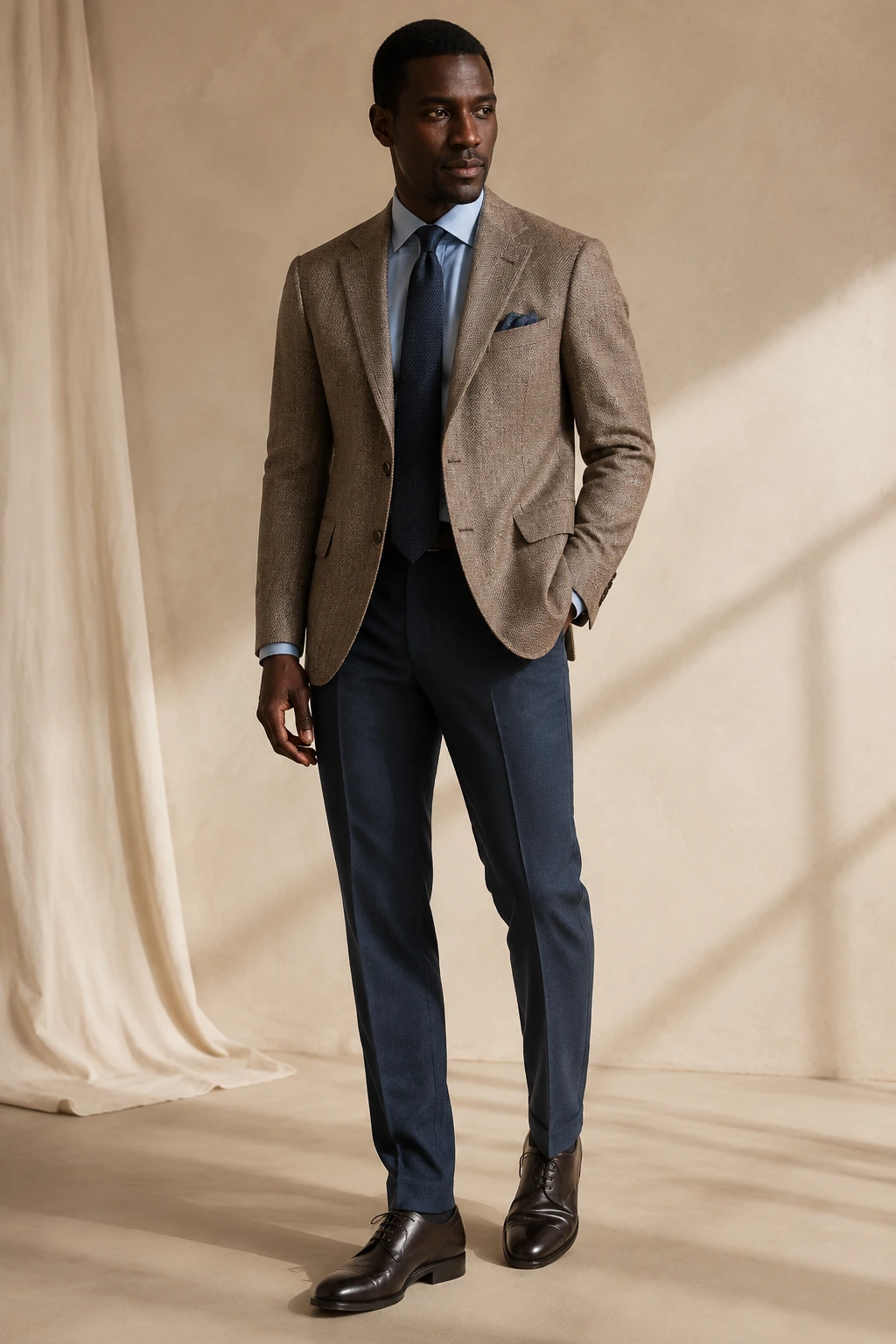 Men’s Tailored Trousers / 09 in Slate blue — illustrated styling