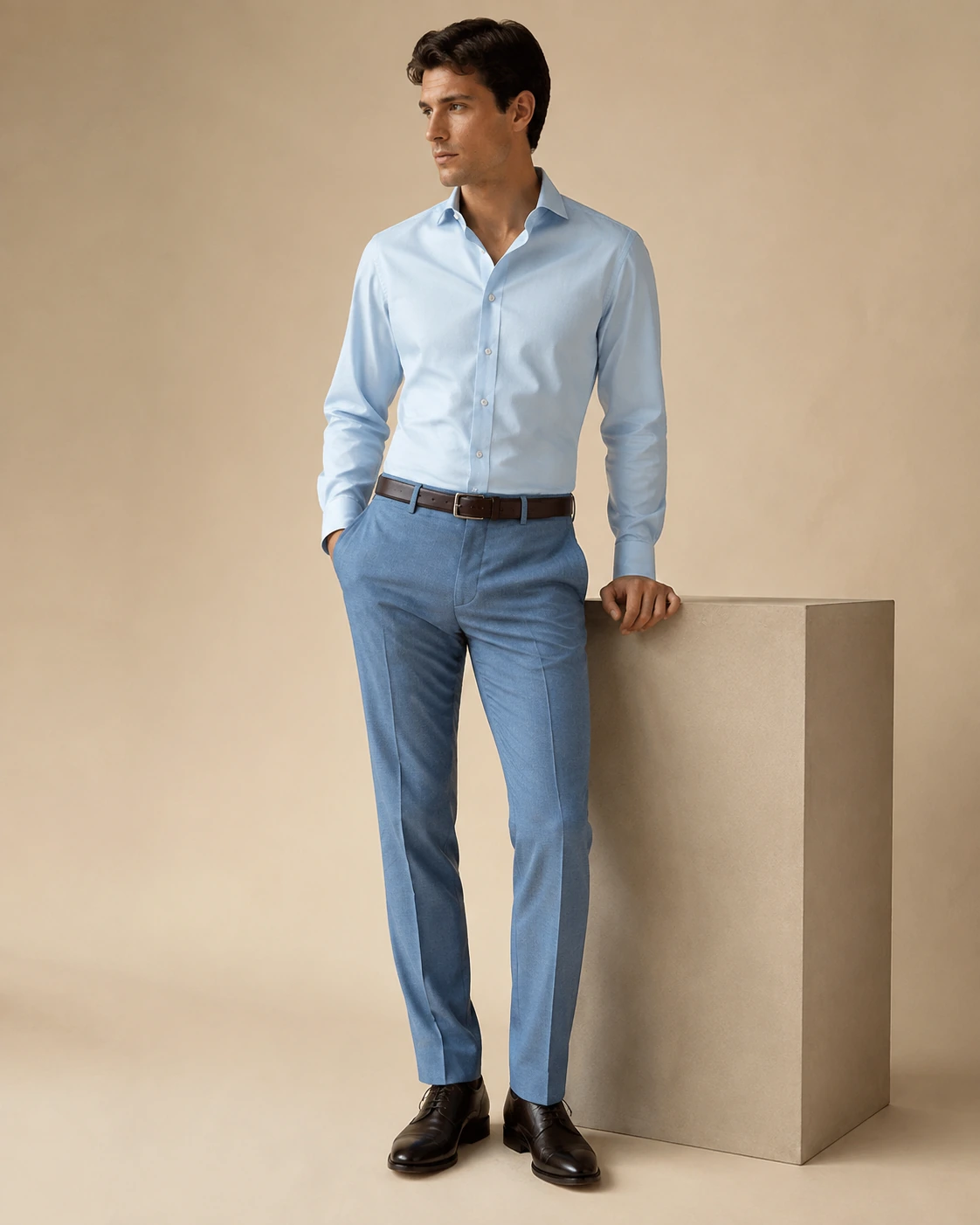 Men’s Tailored Trousers / 11 in Light blue — illustrated styling