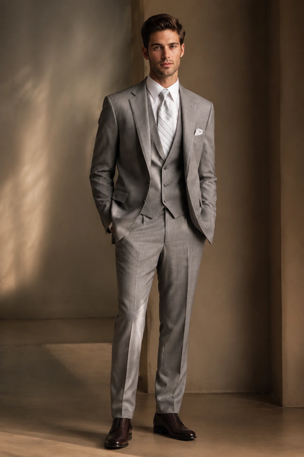 Men’s Evening Tuxedo / 06 in Silver grey — illustrated styling