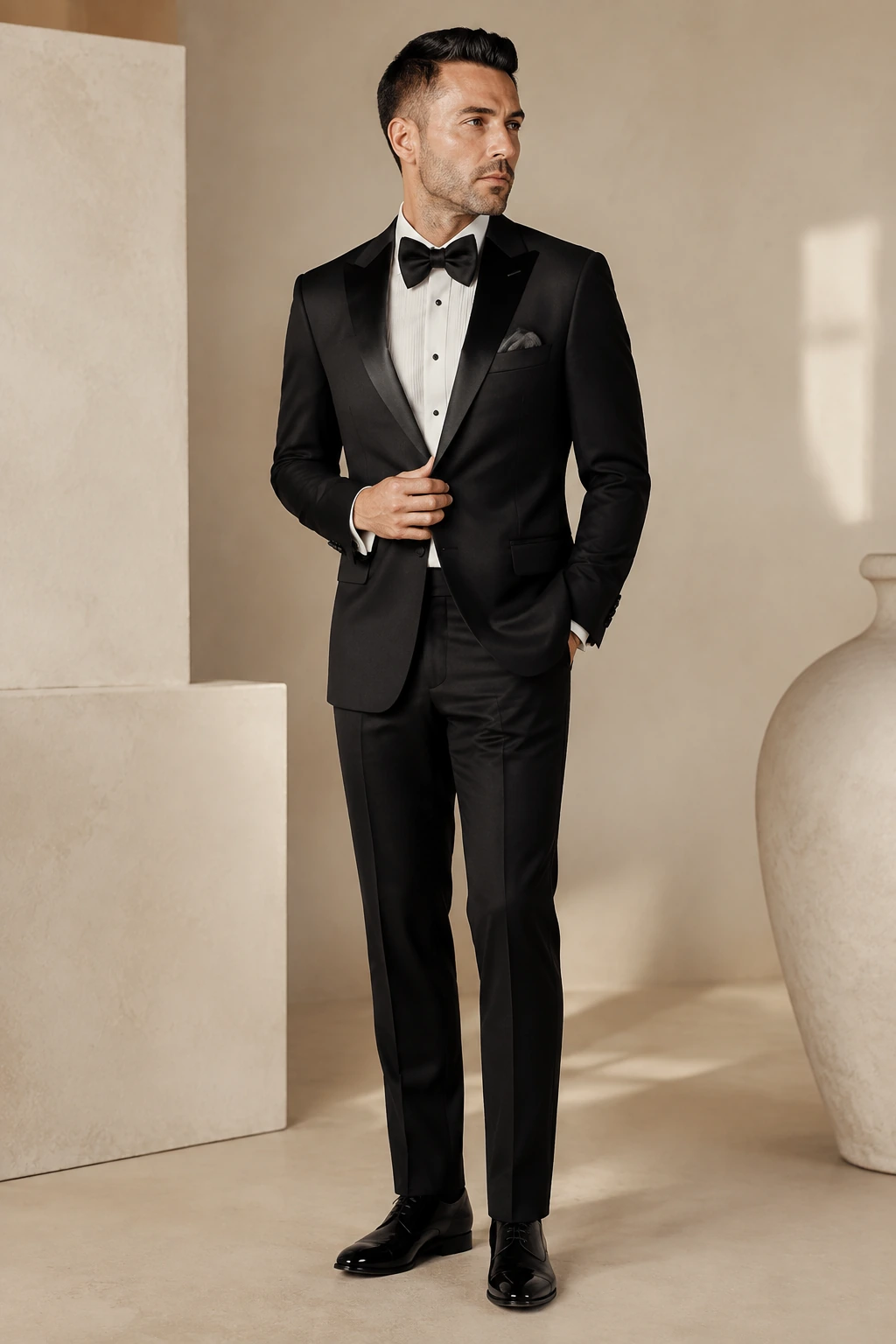 Men’s Evening Tuxedo / 12 in Charcoal — illustrated styling