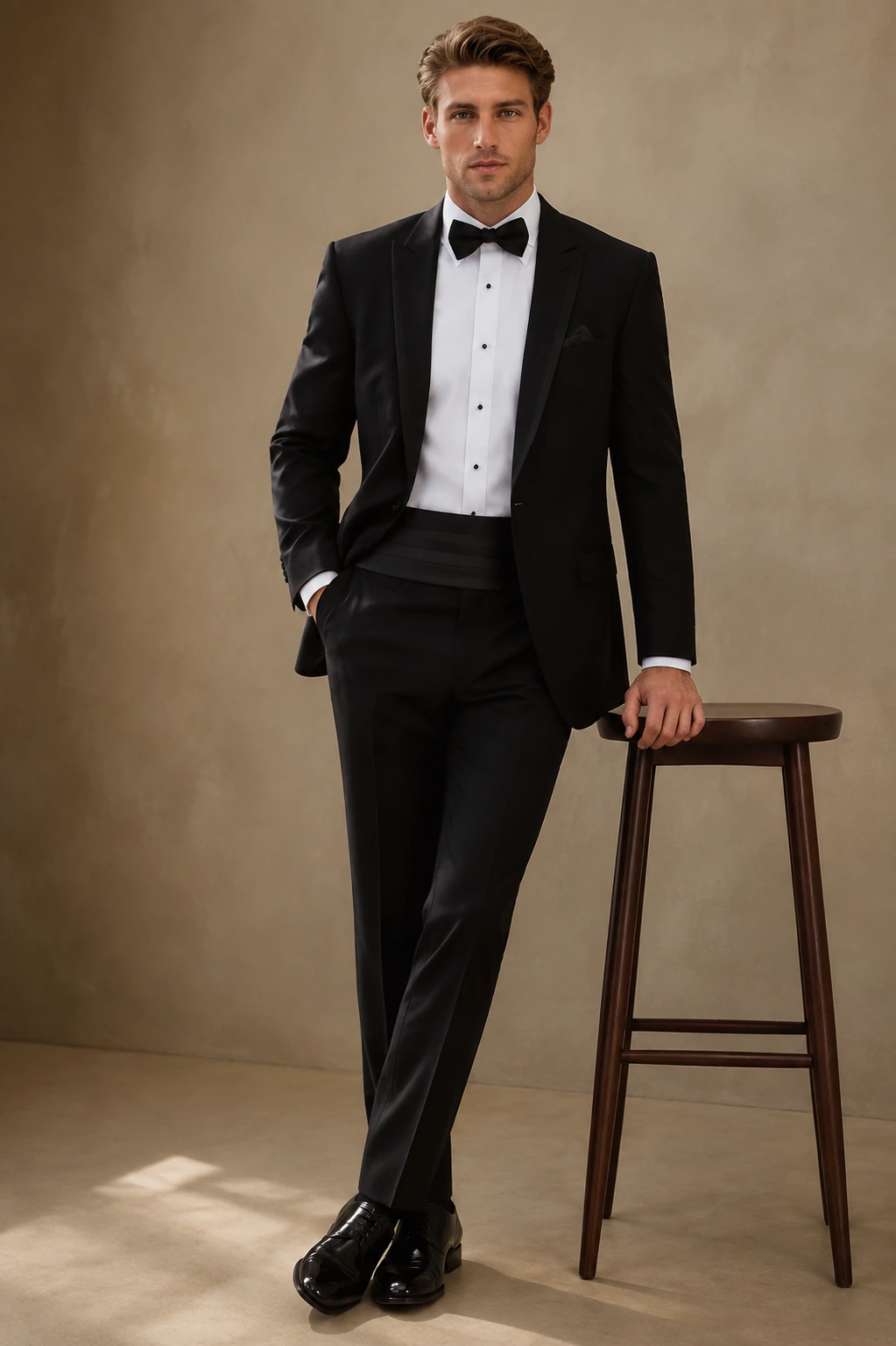 Men’s Evening Tuxedo / 13 in Black — illustrated styling