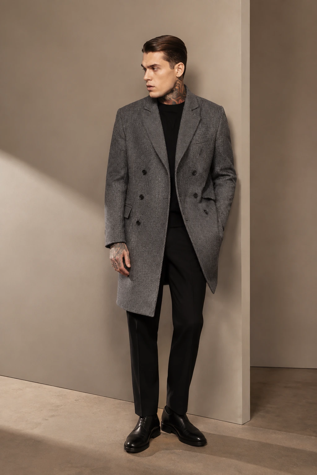 Men’s Tailored Overcoat / 08 in Grey — illustrated styling