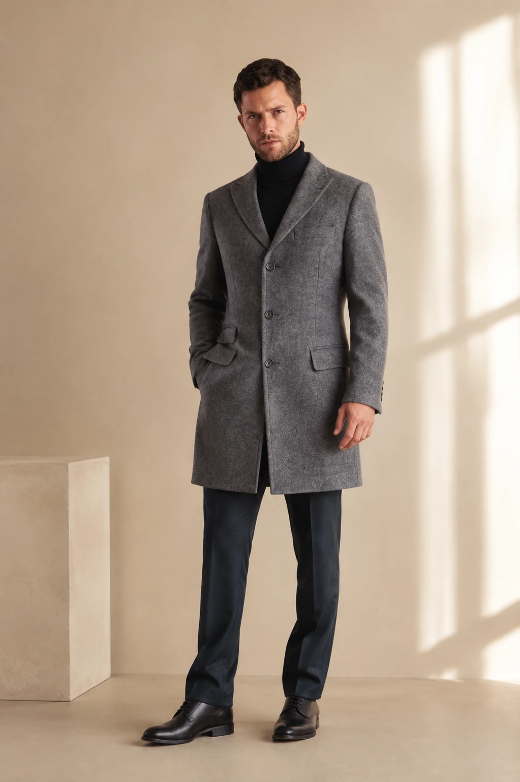 Men’s Tailored Overcoat / 15 in Grey — illustrated styling