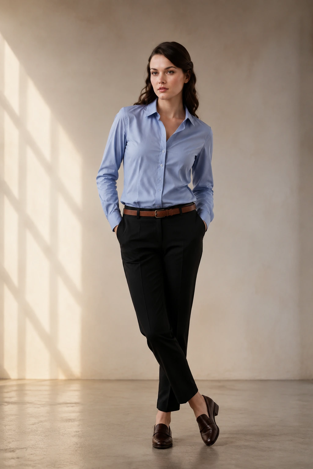 The Classic Point-Collar Shirt in Blue — illustrated styling