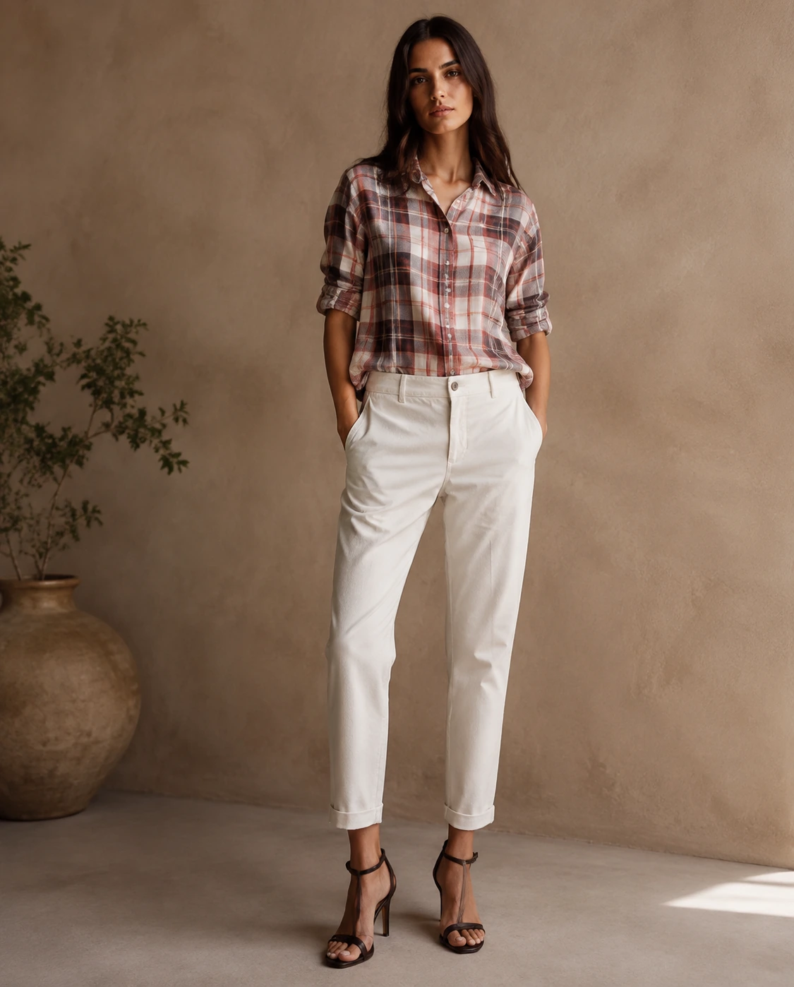 Women’s Tailored Trousers / 03 in White — illustrated styling