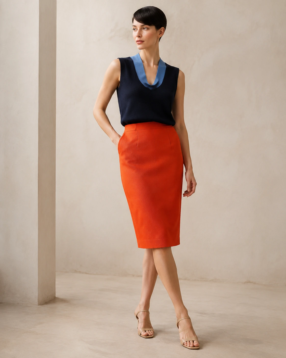 Women’s Skirt / 09 in Orange — illustrated styling