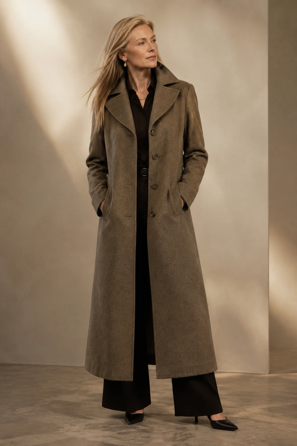 Women’s Tailored Overcoat / 08 in Brown — illustrated styling