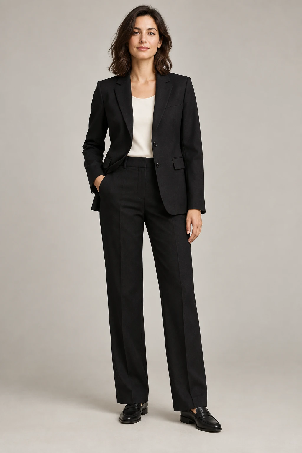 The Modern Tailored Suit in Black — illustrated styling