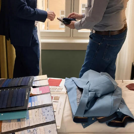 A Bonturberg tailor helping a client with a private fitting